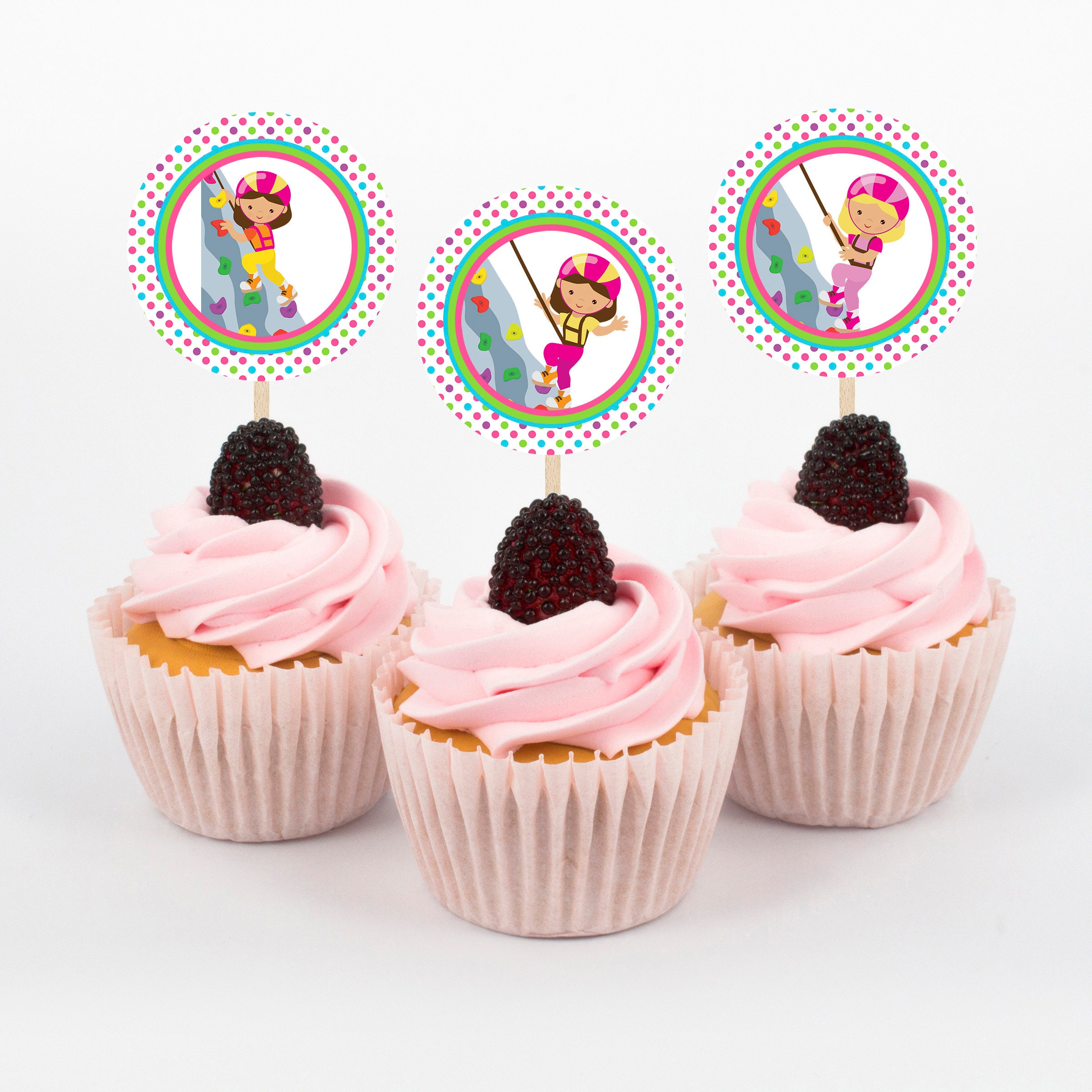 Rock Climbing Cupcake Toppers Rock Climbing Birthday Party Etsy México