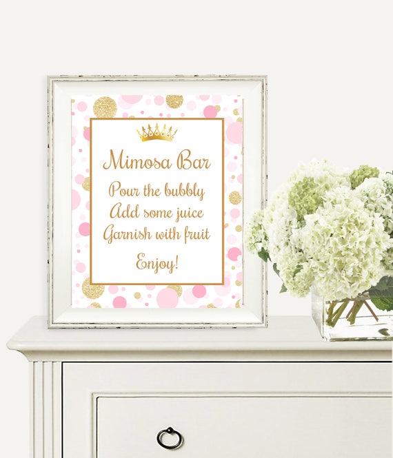 Pink And Gold Baby Shower Princess Mimosa Bar Sign Pink And Gold Baby Shower Princess Mimosa Bar Sign Table Printable Instant