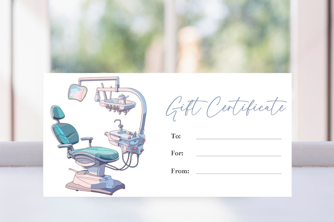 Printable Dentist or Orthodontist Gift Certificate Template, Orthodontic Braces Coupon Voucher