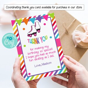 Editable Rollerskating Favor Tag, Skating Party, Printable Favor Tag ...