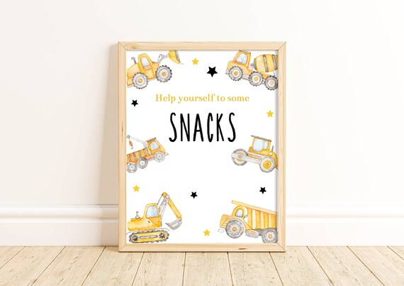 Printable Construction Party Snacks Sign, Construction Baby Shower, Construction Birthday Decorations, Snack Table, Instant Download, BUCS Il_570xn