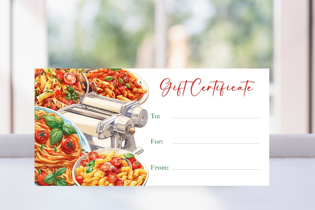 Editable Italian Dinner Cooking Lessons Gift Certificate Etsy