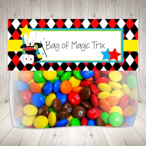 Bag of Magic Trix, Magician, Magic Show Bag Topper, Magic Party, Magic Birthday, Magic Show Treat Bag, Magic Party Decorations, Printable image 1