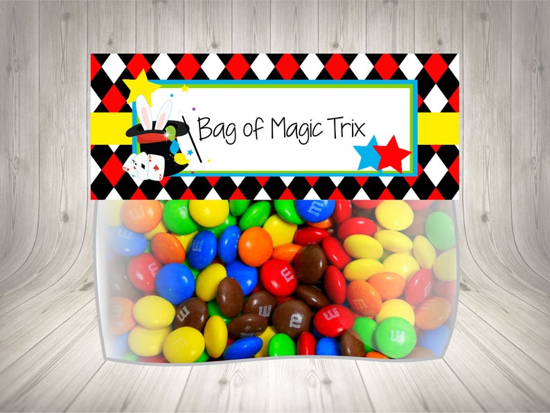 Bag of Magic Trix, Magician, Magic Show Bag Topper, Magic Party, Magic Birthday, Magic Show Treat Bag, Magic Party Decorations, Printable image 1