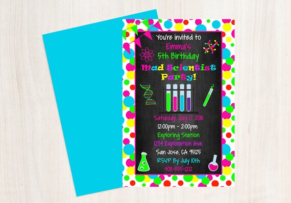 Mad Science Chalkboard Birthday Invitation Science Birthday