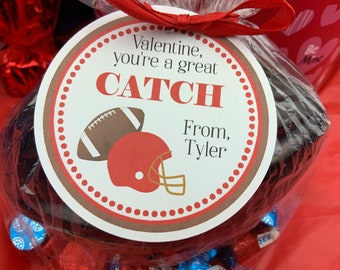 Football Valentines, Kids Valentine Cards, Boy Valentine, Sports Valentines, Valentine's Day Tag, Valentine Cards For Kids, Great catch