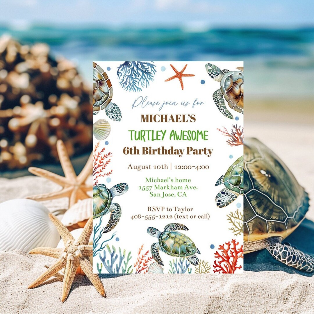 turtle-birthday-party-invitation-template-turtley-awsome-sea-party-printable-and-editable-turtle-party-invite-for-boys-and-girls-corjl-tabp-etsy