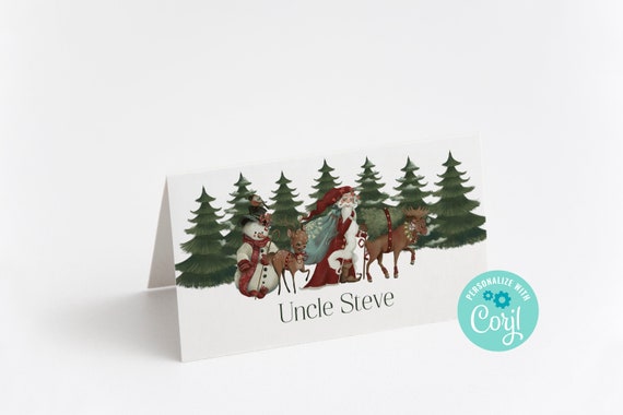 Editable Christmas Food Card, Place card, Personalized Cards, Corjl, Christmas Dinner, Holiday Dinner, Tent Cards, Instant, Printable, TCD Il_570xn