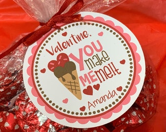 Ice Cream Valentine, You Make Me Melt, Kids Valentines, Valentine's Day Tags, Valentine Cards For Kids, School Valentines, Class Valentines