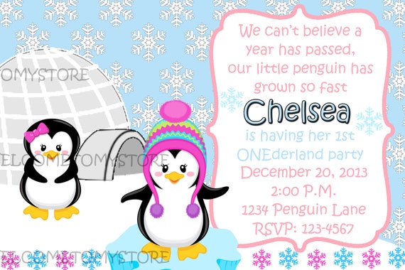 Winter Onederland Invitation Onederland Invite Penguin Etsy