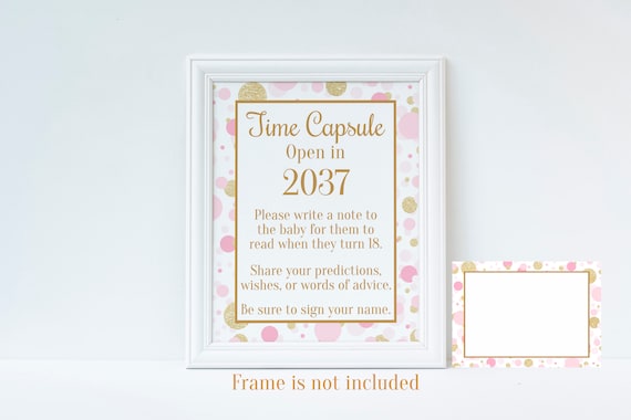 Time Capsule, Time Capsule Baby Shower, Pink and Gold Baby Shower, Shower Sign, Note to Baby, Baby Shower Game, Instant Download, Printable Il_570xn