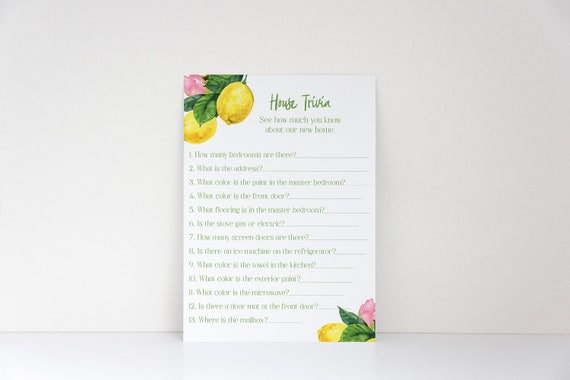 housewarming party housewarming party games lemon theme house trivia