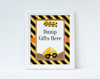 Construction Gift Sign, Construction Birthday Party, Construction Dump Gifts Here Sign, Construction Birthday Decorations, Instant Download