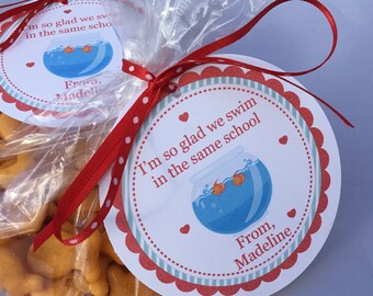 Goldfish Valentine, So Glad We Swim in the Same School, Goldfish, Valentine's Day, Kids Valentine, School Valentine, Fish Valentine Tag