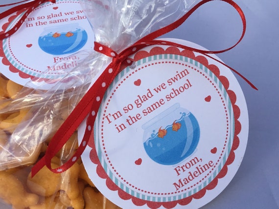 Goldfish Valentine, So Glad We Swim in the Same School, Goldfish, Valentine's Day, Kids Valentine, School Valentine, Fish Valentine Tag Il_570xn