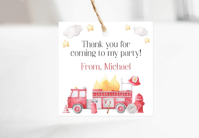 Firetruck Birthday Party Bundle, Editable Fireman Party Set, Fire Truck Birthday Party Invitation and Decorations, Firefighter, Corjl FWBP image 8