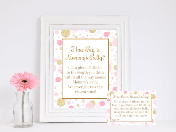 Pink and Gold How Big is Mommy's Belly, Pink and Gold Baby Shower, Mommy's Belly Baby Shower Game, Girl Baby Shower, Instant Downloa Il_570xn