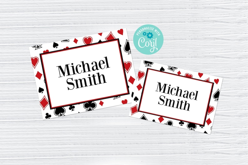 Editable Casino Name Badge Card Templates, Casino Party Cards, Poker ...