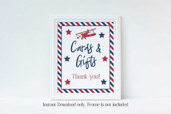 Cards and Gifts Sign, Airplane Baby Shower, Vintage Airplane, Biplane, Gift Table Sign, Baby Shower Sign, Baby Shower Decor,Instant, ABBS Il_570xn