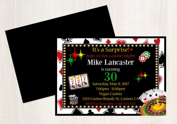 Casino Night Party Invitation Casino 30th Birthday Blackjack