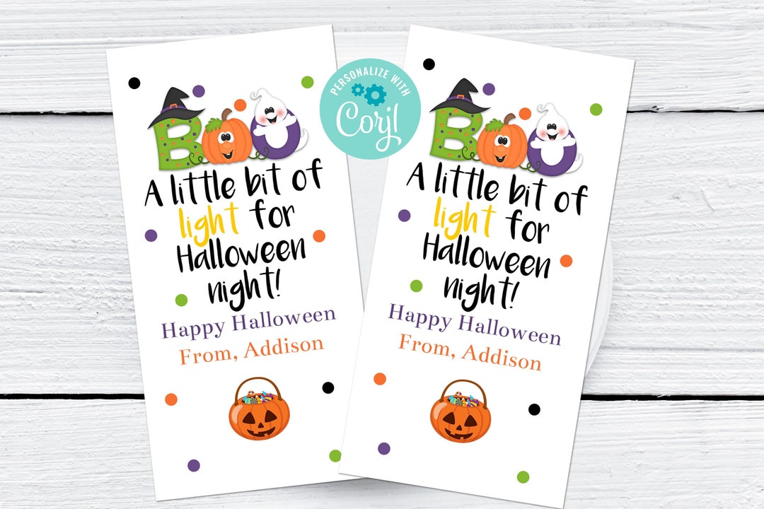Printable Glow Stick Tag A Little Bit of Light for Halloween