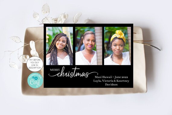 Editable Family Christmas Cards Modern Christmas Card Multiple Photos Card Year In Review Holiday Card With Photos Minimalist Corjl H5131 Il_570xn