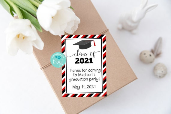 Editable Graduation Favor Tag, Class of 2021, Thank You Tag, Graduation Party, Graduation Party Decorations, Corjl, Printable Tags, Instant Il_570xn