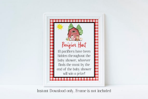 Pacifier Hunt, Farm Baby Shower, Baby Shower Games, Baby Shower Sign, Instant Download, Baby Shower Activity, Baby Shower Ideas, RFBS Il_570xn
