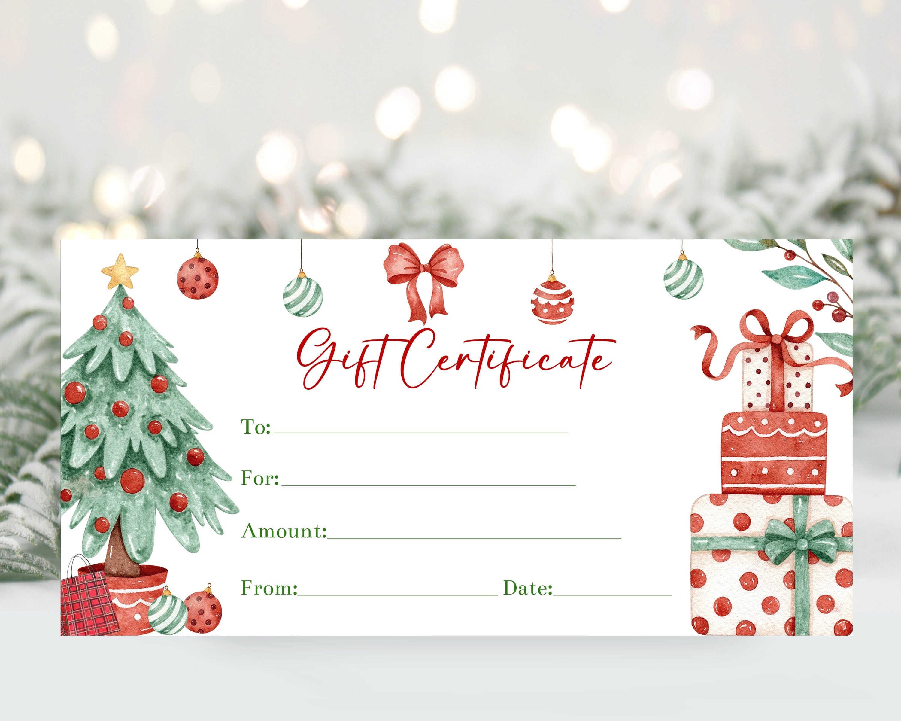 Christmas Gift Certificate Voucher Template, Editable Christmas Coupon,  Personalized Voucher, Printable Christmas Gift Certificate, Corjl -   Norway