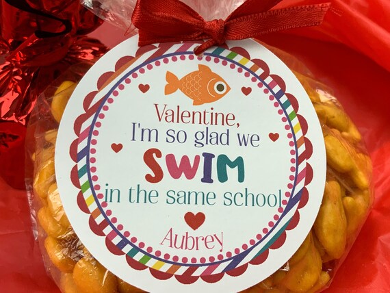 Goldfish Valentine, I'm so glad we swim in the same school, Goldfish, Valentine's day, Kids Valentines, School Valentines, Fish Valentines Il_570xn