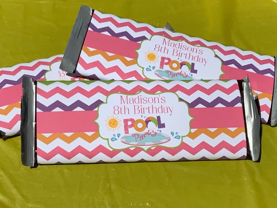 Pool Party Favor, Pool Party, Candy Bar Wrapper, Pool Party Decorations, Printable, Summer Party, Pool Party Decor, Swim Party Favors, PPPB Il_570xn