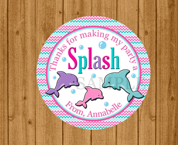 Dolphin Birthday Party, Under The Sea Birthday Party, Dolphin Favor Tag, Splash Favor Tag, Girls Birthday, Birthday Party Favor Tags Il_570xn