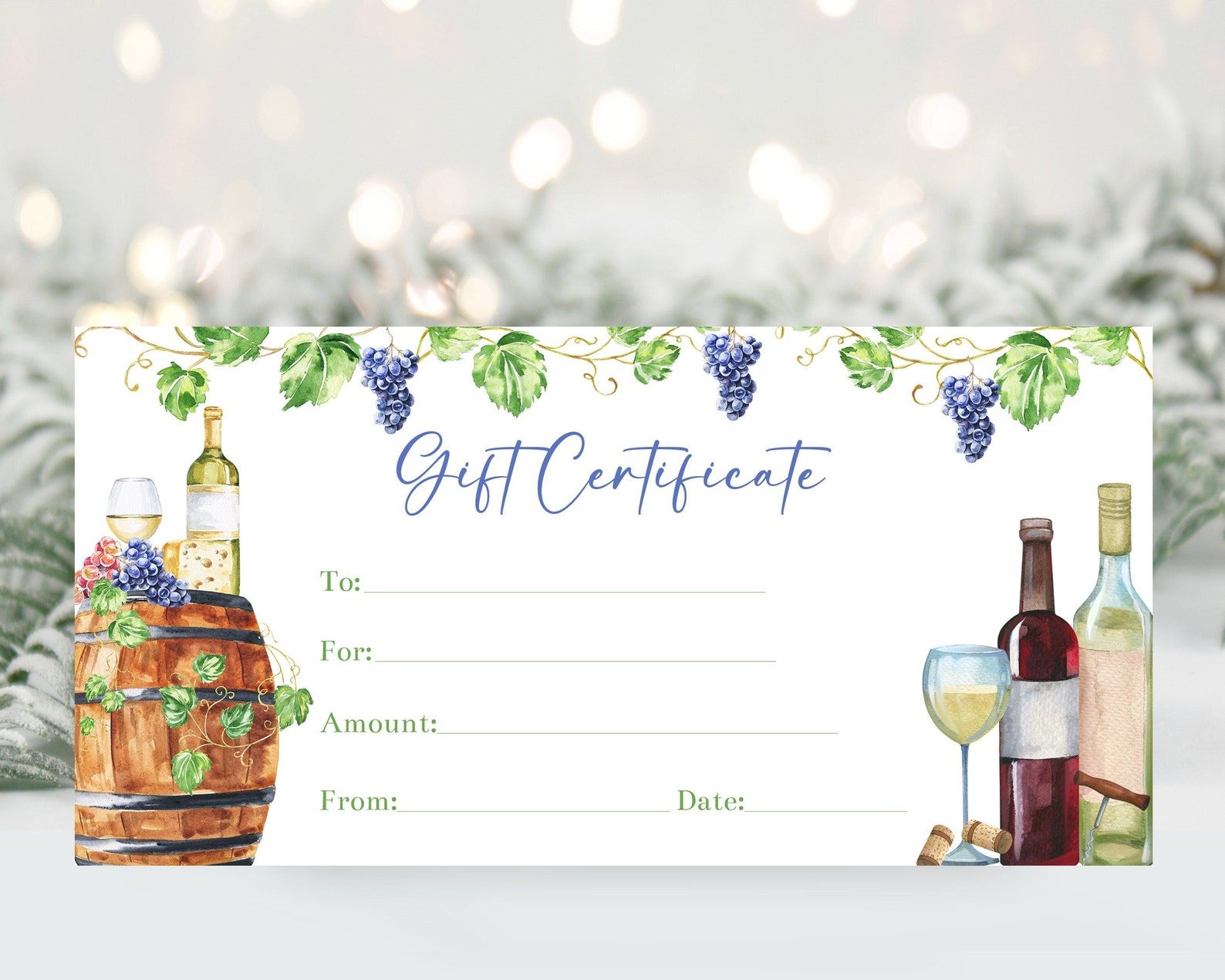 Editable Wine Tasting Gift Certificate Voucher Template, Winery Coupon ...