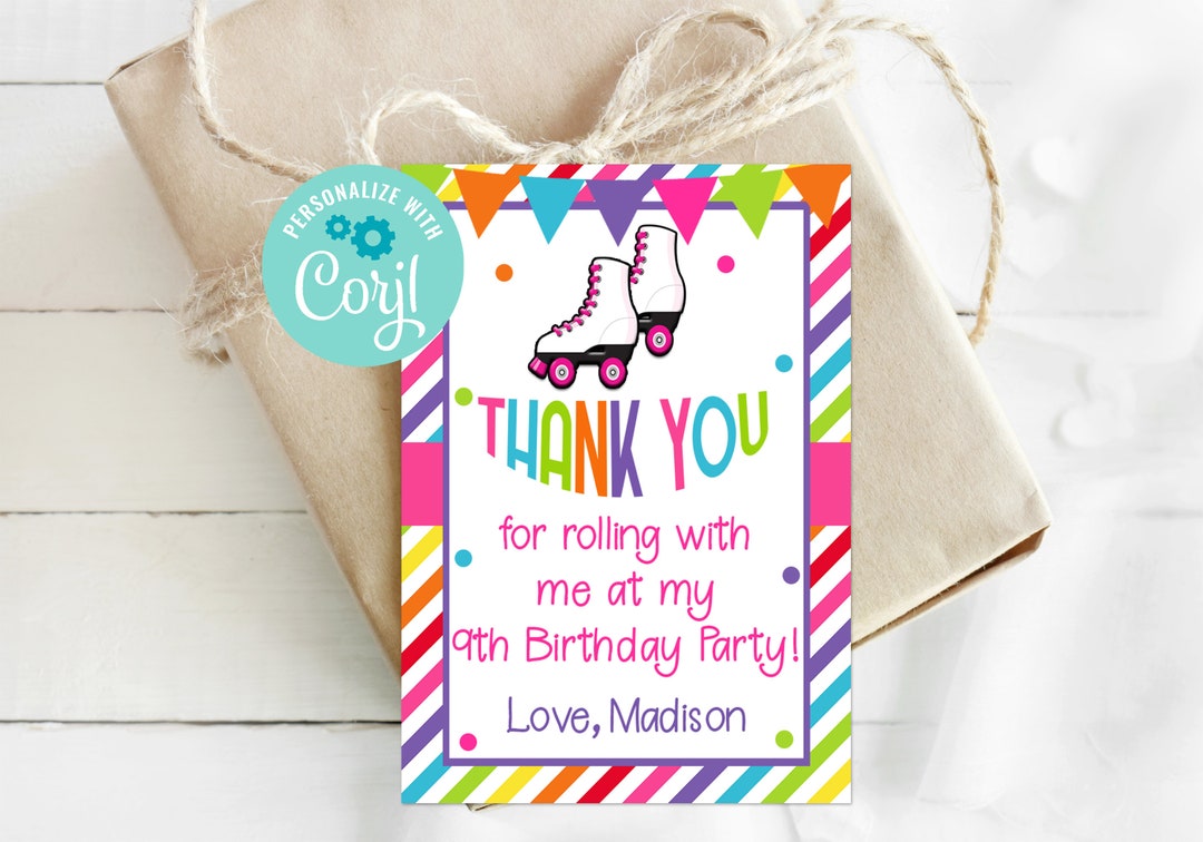 Editable Rollerskating Favor Tag, Skating Party, Printable Favor Tag ...