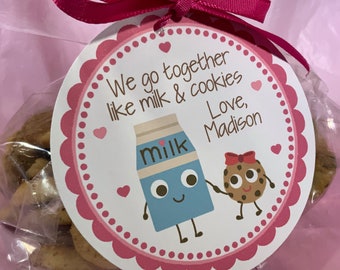 We Go Together Like Milk and Cookies, Milk and Cookies, Valentines for Kids, Valentines For Class, Kids Valentines, Girls Valentines