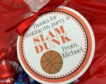 Basketball Birthday, Slam Dunk Birthday, Sports Birthday, Sports Party, Basketball Party, Birthday Favor Tag, Basketball Favor Tag