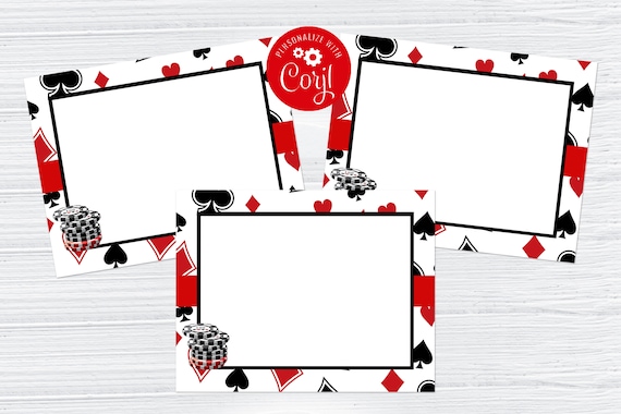 Editable Casino Table Cards, Casino Party Cards, Poker Night, Casino Night Decorations, Food Table, Corjl, Instant Download, Printable, CAS Il_570xn