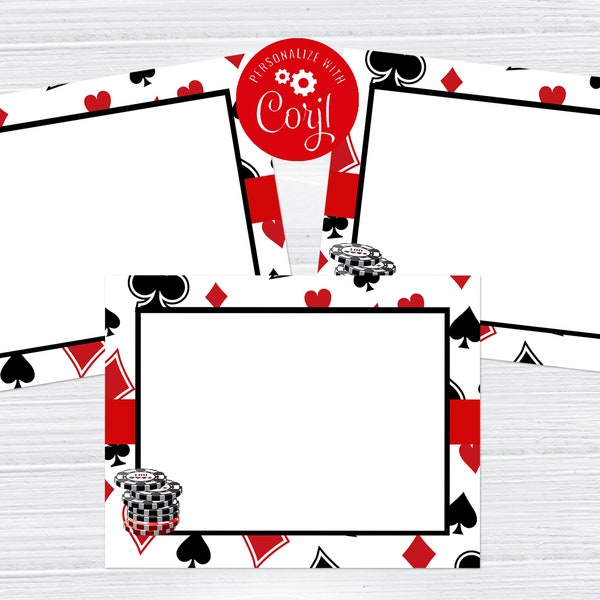 Editable Casino Table Cards, Casino Party Cards, Poker Night, Casino Night Decorations, Food Table, Corjl, Instant Download, Printable, CAS