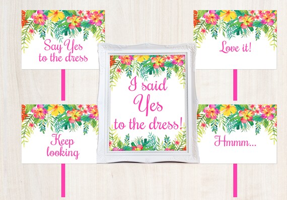 Tropical Wedding Dress Shopping, Say yes to the dress, Dress shopping paddles, Dress shopping signs, Tropical Wedding, Dress paddles Il_570xn