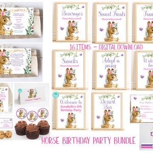 Horse Party Birthday Bundle Templates, Horse Birthday Party, Saddle Up, Horse Party Decorations, Horse Invitation, Corjl, Printable, SUBP