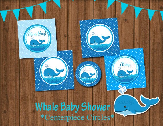 Whale Centerpiece Sticks Baby Shower Baby Shower Printable Etsy