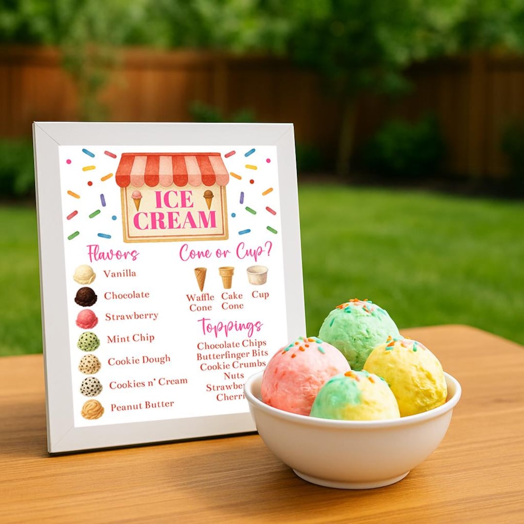 Editable Ice Cream Menu Sign Template Ice Cream Party Decorations Ice ...