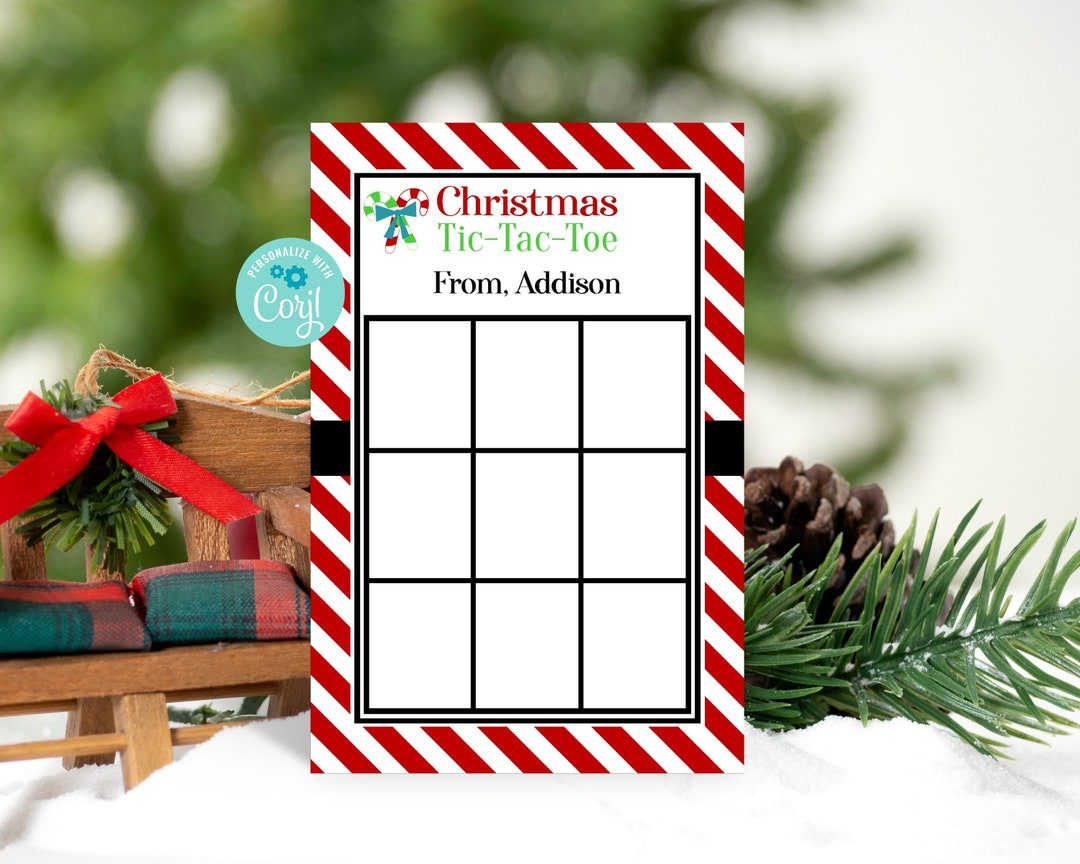 Printable Christmas Tic Tac Toe Game, Personalized Game, Christmas Gift ...