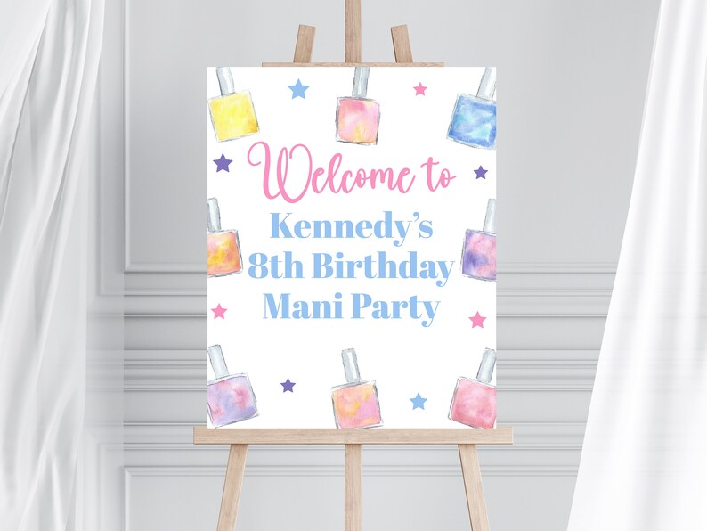 Mani Birthday Party Bundle, Editable Mani Pedi Set, Girls Birthday Manicure Party Printables, Nail Salon Party Decorations, Corjl, MPNP image 4