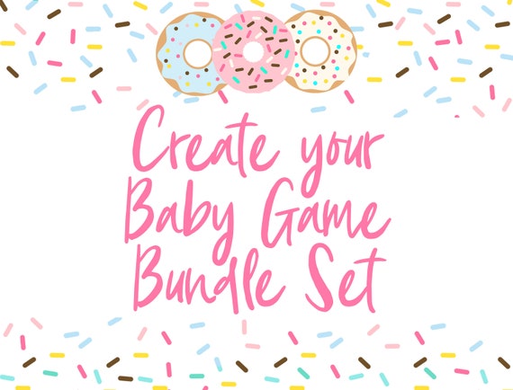 Donut Baby Shower, Build Your Baby Shower Games Set, Baby Shower Package, Baby Shower Kit, Baby Shower Bundle, Donut Sprinkle, DSBS Il_570xn