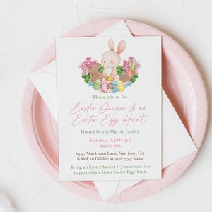 Editable Easter Brunch Bundle Templates, Invitation and Evite, Dinner Menu and Food Card, 8x10 Sign, Cupcake Toppers, Favor Tag, Corjl, EADN image 2