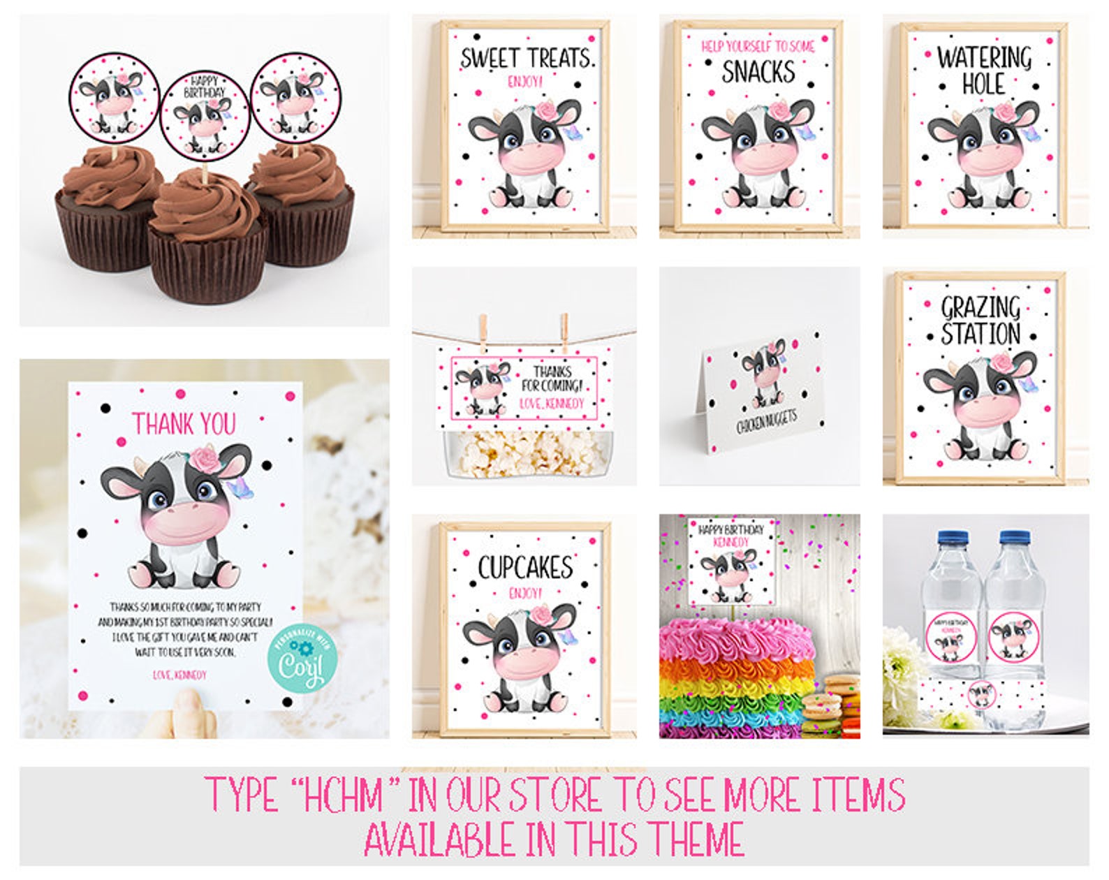Cow Birthday Party Bundle Printable Cow Invitation Template - Etsy