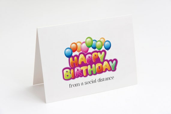 Happy Birthday from a social distance, Social Distancing Card, Quarantine Birthday Card, Funny Birthday Card, Quarantine Birthday, At home Il_570xn