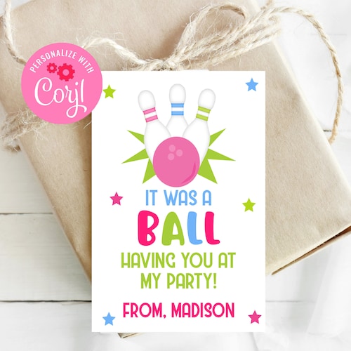 Editable Bowling Tag Bowling Party Favor Tags Bowling - Etsy
