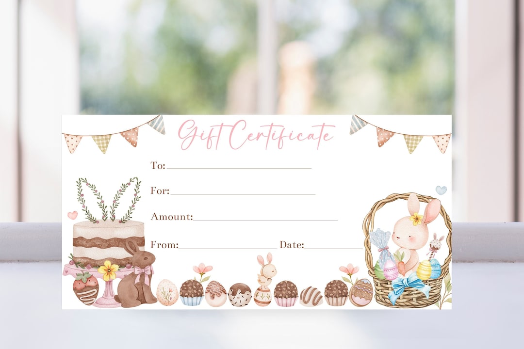 Editable Easter Gift Certificate Template, Gift Voucher, Printable